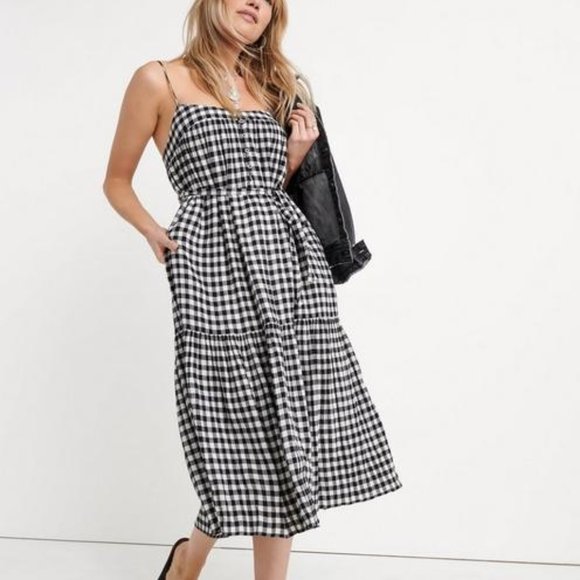 Lucky Brand Dresses & Skirts - LUCKY BRAND GINGHAM BLACK WHITE TIERED DRESS S/P